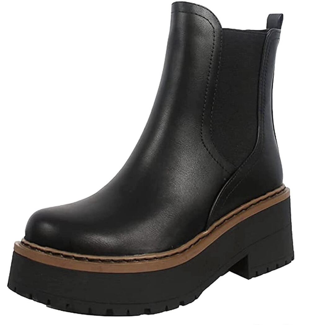 SODA WOMENS CHUNKY CHELSEA PLATFORM BOOTS SIZE 9 BLACK SRS
